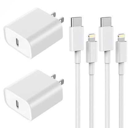 iPhone Charger Fast Charging for iPhone 14,2PK Wall Block USBC Charger Plug - color: White-3FT