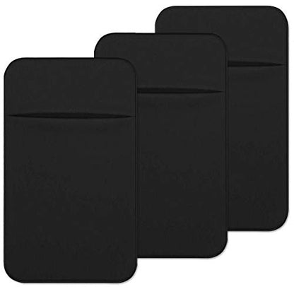 ACKLLR 3 Pack Cell Phone Card Holder with Adhesive Sticker for Back of Phone, Stretchy Fabric Card Sleeves ID Credit Card Pocket Stick On Wallet for Android Smartphones