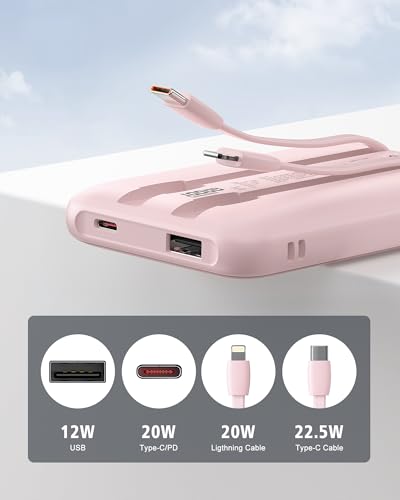 Portable Charger 10000mAh, 22.5W Fast Charging Power Bank - color: Pink