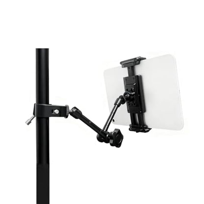 Universal 360° Adjustable Tablet Holder Mount for Treadmill, Exercise Bike, Stroller, Wheelchair, Golf Cart, Poles with Swivel Ball Heads & Secure Clamp for 4.7" to 12.9" Tablets & Phone