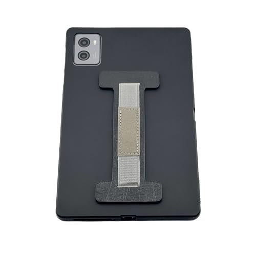 Tablet Hand Strap with Elastic Band | Elastic, Synthetic Leather | One-Handed Operation, Secure Grip, Strong Adhesive Backing, Universal Compatibility | Black & Gray | Tablet Size