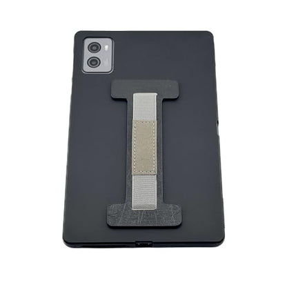 Tablet Hand Strap with Elastic Band | Elastic, Synthetic Leather | One-Handed Operation, Secure Grip, Strong Adhesive Backing, Universal Compatibility | Black & Gray | Tablet Size