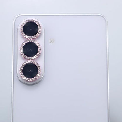 for Samsung Galaxy S26 / S26 Plus Camera Lens Protector, Bling Diamond Metal Ring Tempered Glass Lens Cover, Sparkly Rhinestone Accessories (Pink) - color: Pink