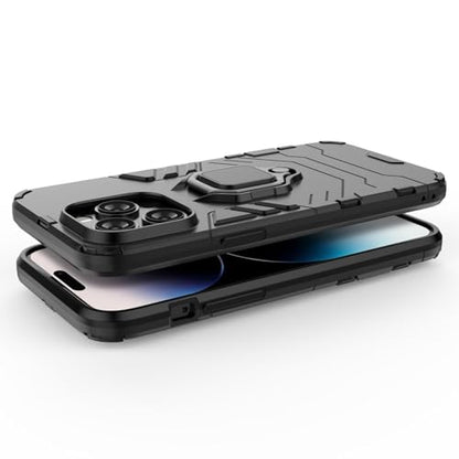 Magnet Case for iPhone 16 Pro Max Shockproof Hard Phone Cover with Grip, Metal Ring Kickstand Bumper Shell [Compatible with Magnetic Car Mount] (Black) - size: iPhone 16 Pro Max