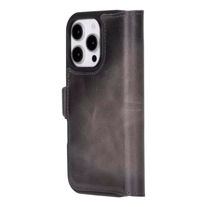 Bayelon Leather Wallet Case for iPhone 16 Pro 6.3" - Flip Cover Card Holder, iPhone 16 Pro Wallet Folio Case, Kickstand, MagSafe Compatible RFID, Real Leather iPhone 16 Pro Cover (Smoked Black) - color: Smoked Black, size: iPhone 16 Pro