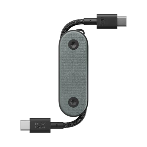 Native Union Pocket Cable 60W – Reinforced Braided USB-C to USB-C Portable Charging Cable – Compatible with iPhone Air, 17e, 17 Pro Max, iPad Pro M5, iPad Air M4, Galaxy S26, Flip/Fold 7 (Slate Green) - color: Slate Green