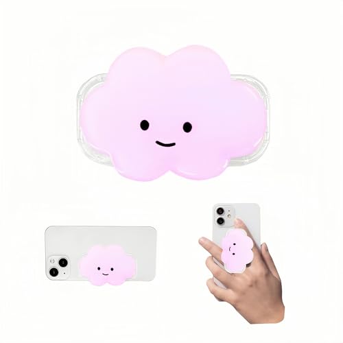 Phone Grip Cute 2D Cloud Shape Collapsible Expandable, Smartphone Tablet Cell Phone Grip Stand Holder (Pink) - color: Pink