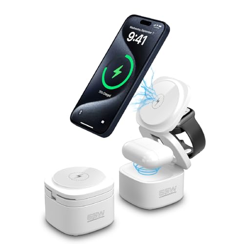 OneCharge Station, 5 in 1 Foldable Wireless Charging Station（PD Fast）,Travel Charger for iPhone Apple Watch AirPods Laptop