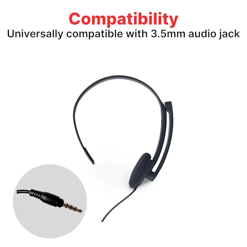 Verbatim Mono Headset, 3.5mm, 40mm Driver, Microphone, in-Line Controls - size: 6.33, style: Mono
