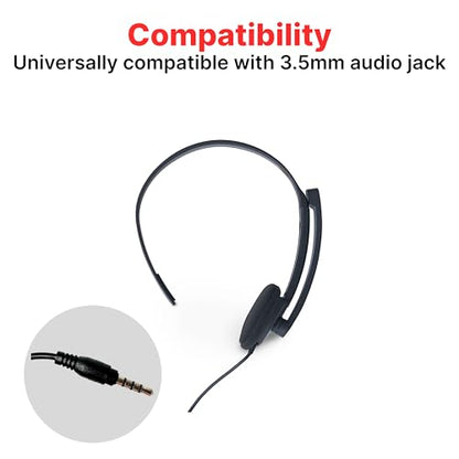 Verbatim Mono Headset, 3.5mm, 40mm Driver, Microphone, in-Line Controls - size: 6.33, style: Mono