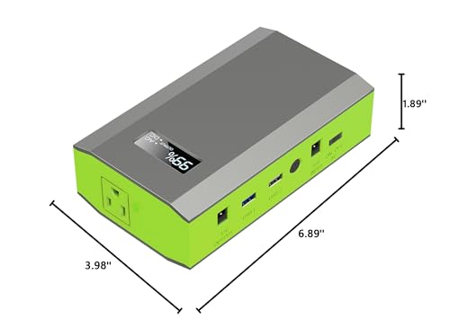 Portable Power Bank with AC Outlet, 65W External Battery Pack Backup - color: Green Grey