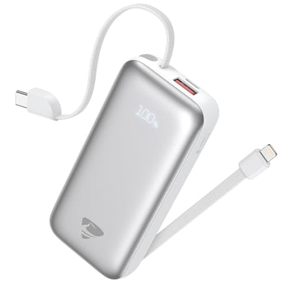 Aioneus Portable Charger Power Bank with Built in Cables 10000mAh 22.5W - color: Sliver, size: 10000mAh