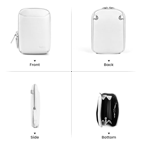 befen Genuine Leather Crossbody Cell Phone Purse for Women, Small Zip Around RFID Blocking Crossbody Wallet Bags - color: White