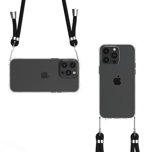 for iPhone 15 Pro Max Crystal Clear Case with Detachable Adjustable Crossbody Strap, Slim Fit Shockproof Protective Phone Case with Anti-Lost Shoulder Neck Lanyard - size: iPhone 15 Pro Max