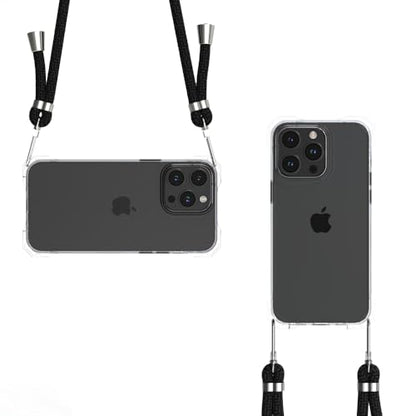 for iPhone 15 Pro Max Crystal Clear Case with Detachable Adjustable Crossbody Strap, Slim Fit Shockproof Protective Phone Case with Anti-Lost Shoulder Neck Lanyard - size: iPhone 15 Pro Max