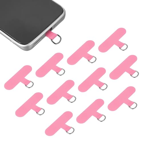 uxcell 12pcs Phone Tether Tab, Universal Phone Lanyard Patch T Shape Cell Phones Strap Replacement Part for Most Smartphone Cases, Pink - color: Pink