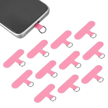 uxcell 12pcs Phone Tether Tab, Universal Phone Lanyard Patch T Shape Cell Phones Strap Replacement Part for Most Smartphone Cases, Pink - color: Pink