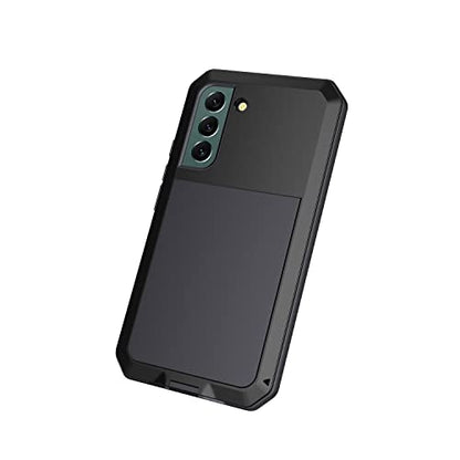for Galaxy S22 Case,Full Body Protective Cover Heavy Duty Shockproof Tough Armour Aluminum Alloy Metal Case with Silicone Built-in Screen Protector for Samsung Galaxy S22 6.1" - Black