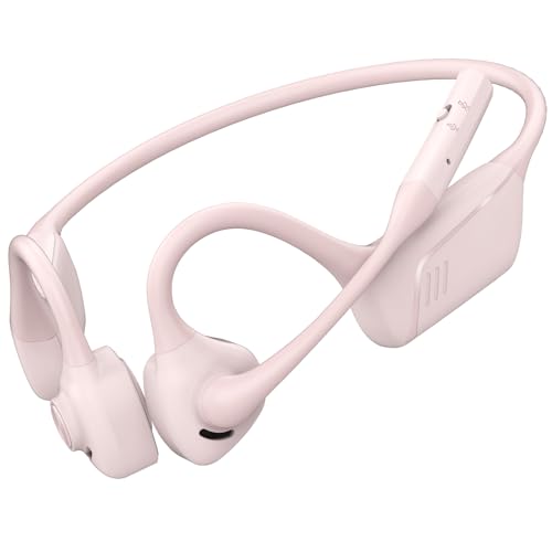 Open Ear Headphones, Trucker Bluetooth Headset with Upgraded Microphone - color: Pink