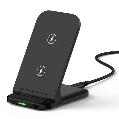 Wireless Charger, 15W Fast Wireless Charging Station Foldable Fast Desk Phone Charger Compatible with Samsung Galaxy S26 Ultra S26 Plus S25 FE S25 Edge S25 Ultra S24 S23 Note 20 Google Pixel 10 9 8 7
