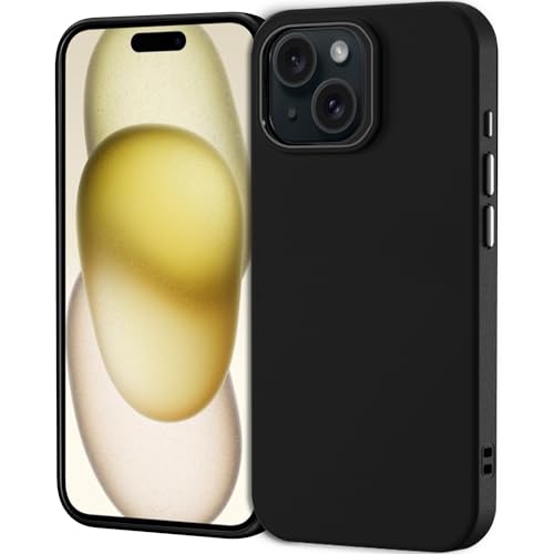 TENOC Phone Case Compatible with iPhone 15, Black Case Anti-Fingerprint Protective Bumper Matte Cover for 6.1 Inch - color: Black, size: iPhone 15