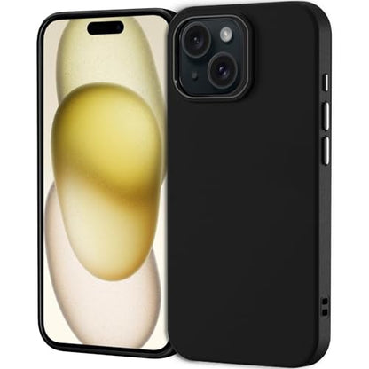 TENOC Phone Case Compatible with iPhone 15, Black Case Anti-Fingerprint Protective Bumper Matte Cover for 6.1 Inch - color: Black, size: iPhone 15