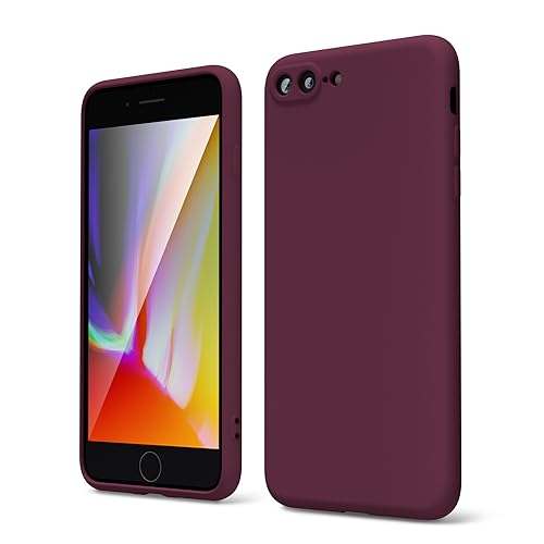 oakxco for iPhone 7 Plus Case iPhone 8 Plus Case Liquid Silicone, Cute Thin Slim Soft Rubber Gel Smooth Cover for Women Girl, Matte TPU Solid Aesthetic Protective & Shockproof, Burgundy Plum Wine - color: Burgundy, size: 7Plus/8Plus