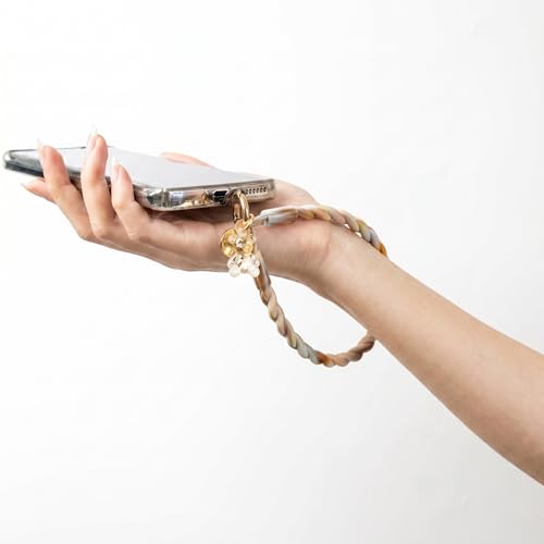 Bloomish Silicone Phone Wrist Strap with Cute Bear Charm - Anti-Loss Hand Strap Lanyard for iPhone & Android - Soft, Durable & Stylish Mobile Phone Accessory - color: Brown Gradient