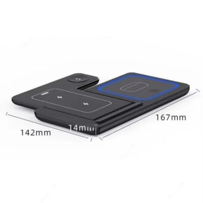 3 in 1 Wireless Charger for Apple Watch Ultra 10 9 8 AirPods Pro iPhone 17 16 15 14 15W Fast Charging Stand Dual Coil (Black)