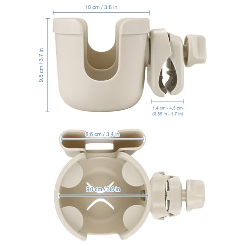Accmor Stroller Cup Holder with Phone Holder, Bike Cup Holder, Universal Cup Holder for Uppababy Nuna Strollers, 2-in-1 Drinks Holder for Walker, Wheelchair, Scooter - color: All Off White