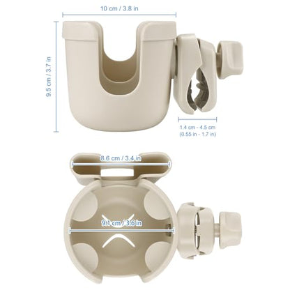 Accmor Stroller Cup Holder with Phone Holder, Bike Cup Holder, Universal Cup Holder for Uppababy Nuna Strollers, 2-in-1 Drinks Holder for Walker, Wheelchair, Scooter - color: All Off White