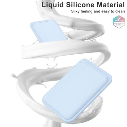 oakxco Magnetic Phone Wallet Stick On, Secure Phone Card Holder Silicone Compatible with Magsafe, Adhesive Pocket Sleeve ID Credit Card, Slim Thin Card Case, Compatible with iPhone Samsung, Light Blue - color: Light Blue