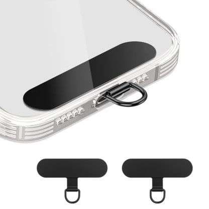 saxsion 360° Rotating Phone Tether Tab & Lanyard Connector, 44lbs Stainless Steel Phone Clip, Universal Swivel Adapter for Straps, No-Adhesive Case Insert - color: D-ring (Black*2)