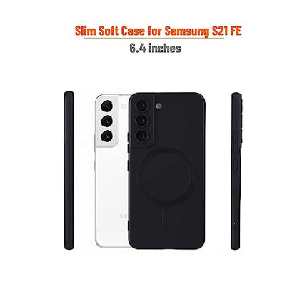 Magnetic for Samsung Galaxy S21 FE Case,Soft Silicone Samsung Galaxy S21 FE Phone Case with Camera Protection,Anti-Scratch Samsung Galaxy S21 FE Case Compatible with MagSafe, Black - color: Black, size: S21 FE