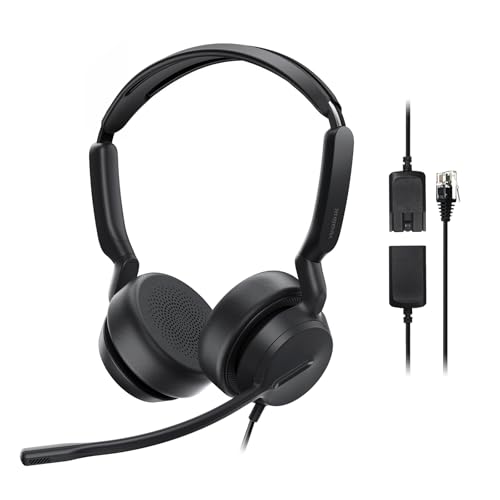 Yealink Phone Headsets for Office Phones YHS36 E2 QD to RJ9 Wired Headset Compatible with Poly Snom Phones Desk Landline VoIP Headset with Microphone -Dual/168g/2.1m Cable - color: Comfort, size: Dual