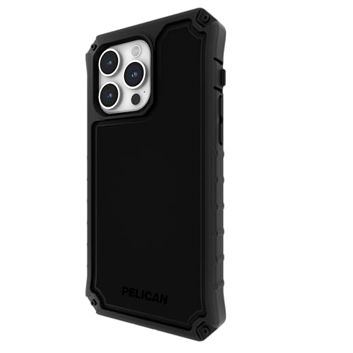 Pelican Ambassador Series - iPhone 15 Pro Max Case 6.7" [18ft MIL-STD Drop Protection] [Compatible with MagSafe] Heavy Duty Phone Case for iPhone 15 Pro Max with Belt Clip Holster Kickstand - Black