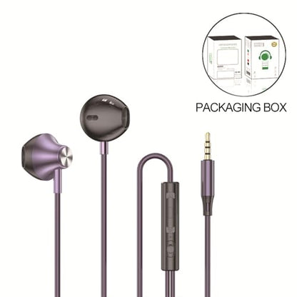 Wired in-Ear Headphones with Microphone, 3.5mm Jack Earphones - color: Aurora Purple, 3.5mm Round Tip