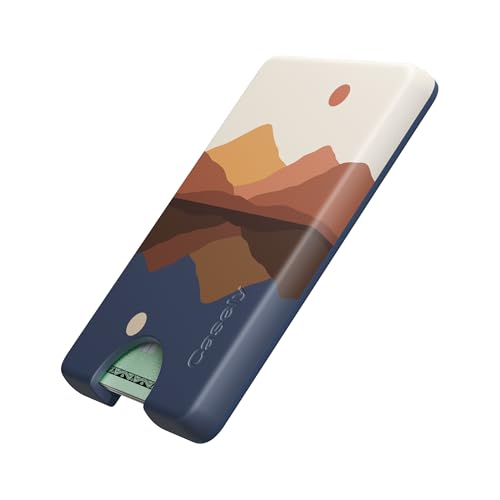 Casely MagWallet | Opposites Attract | Day & Night Colorblock Mountains | Slim Wallet Card Holder | Compatible with MagSafe | Soft-Touch Hard Silicone | Holds Up to 3 Cards - color: Opposites Attract | Day & Night Mountains