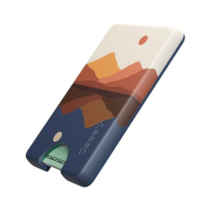 Casely MagWallet | Opposites Attract | Day & Night Colorblock Mountains | Slim Wallet Card Holder | Compatible with MagSafe | Soft-Touch Hard Silicone | Holds Up to 3 Cards - color: Opposites Attract | Day & Night Mountains