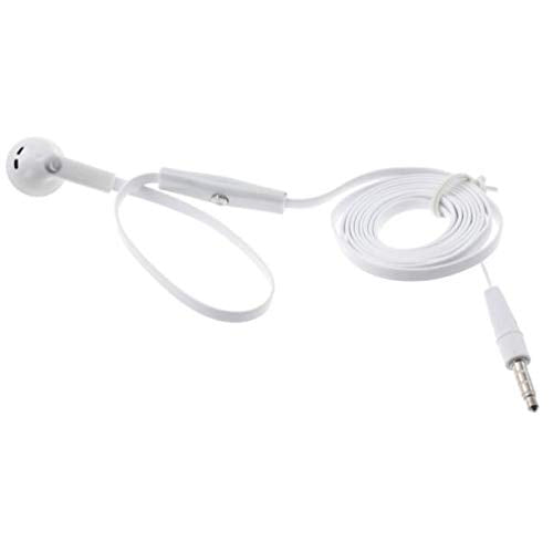 Mono Headset Wired Earphone Single Earbud 3.5mm Headphone Flat White Compatible with GreatCall Jitterbug Flip