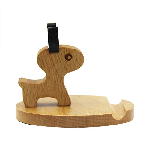Cute Deer Cell Phone Holder Stand Wooden Smartphone Desk Holder for All Mobile Phones Animal Phone Stand Desk Ornament - color: deer