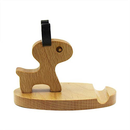 Cute Deer Cell Phone Holder Stand Wooden Smartphone Desk Holder for All Mobile Phones Animal Phone Stand Desk Ornament - color: deer