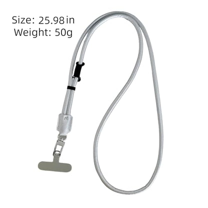 Phone Leather Lanyard with Tabs,Adjustable Anti Theft Phone Crossbody Strap for iPhone and Smartphone,Purse - color: Silver