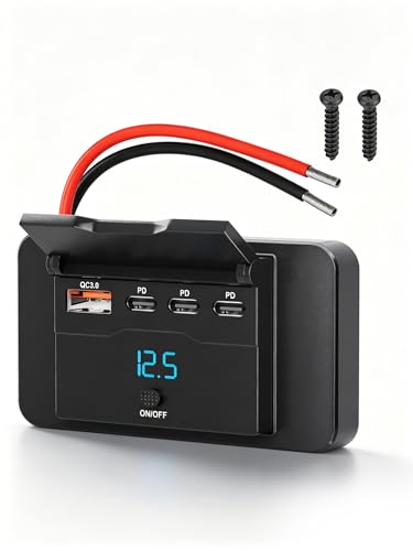 12V RV USB Outlet Wall Mount Panel: 40W 4 Ports USB Socket Car Charger