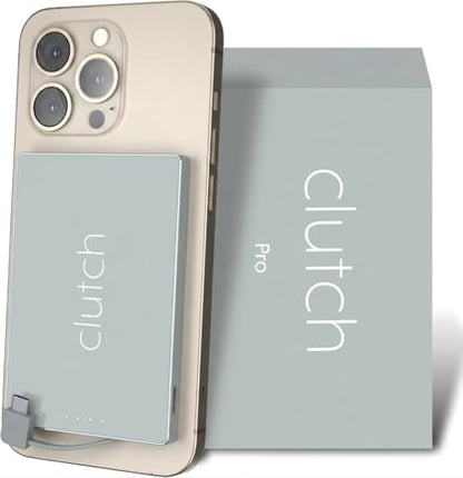Clutch - Pro USB-C Portable Charger - Compatible with iPhone 15, 16, 17 & Android Devices - Power Bank Magnetic Battery - TSA Travel Approved - USB Rechargeable - Built-in Cable - 5000 mAh - 3.7oz - color: Gray