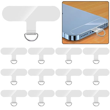 12-Piece Universal Phone Lanyard Patch - No Adhesive, Cell Phone Strap Replacement Part - color: Silver