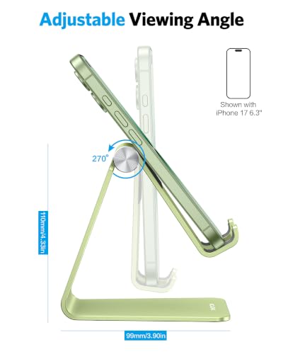OMOTON C2 Adjustable Aluminum Cell Phone Stand with Charging Cutout, Green - color: Green