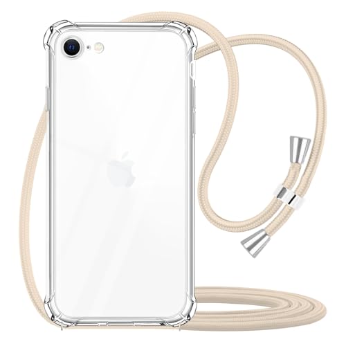 Crossbody Case for iPhone SE 3/2 (2022/2020),Crossbody Case for iPhone 7/8 [ with Adjustable Lanyard ] Clear Soft TPU Shockproof Phone Case for Women Girls - Beige - size: for iPhone 7/8/SE 2020