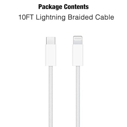 10FT Woven Lightning to USB C Cable, iPhone 14 pro Fast Charger Cable, Long Charging Cord for Apple iPhone 14, 14 pro max,13,Plus,SE 2nd/12/11/Xs/XR, iPad 4/5/ 6/7/ 8, iPad mini 2/3/4/5, iPad Air 2/3 - size: 10FT