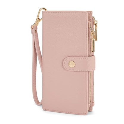 Montana West Pink Wallets for Women Bifold Wallet Wristlet Large Capacity Clutch Phone Wallets, Card Cases & Money Organizers Ladies Female Credit Card Wallet with ID Window for Valentine's Day - color: Pink